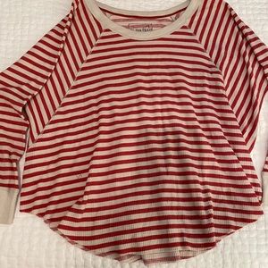 FREE PEOPLE THERMAL BURNT ORANGE & WHITE STRIPE!